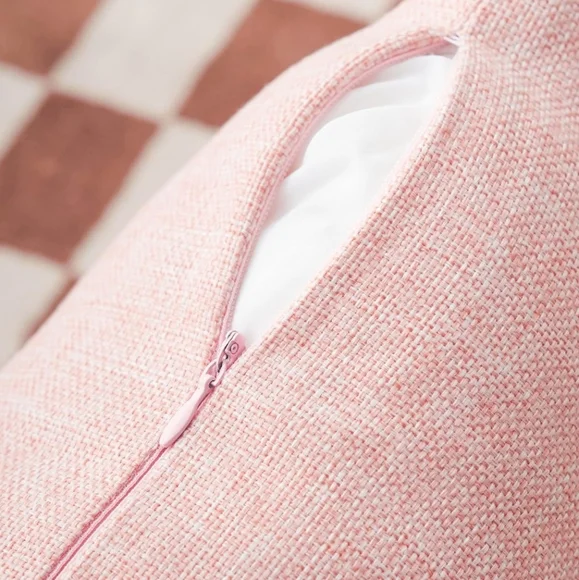 New! 2 Pack of Pink Linen Decorative Throw Pillow Covers - Picture 4 of 6